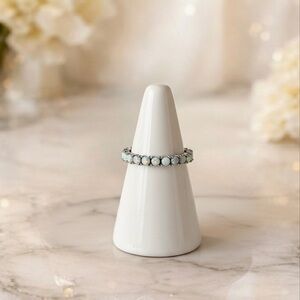 Sterling Silver Opal Band Ring Size 8.25 925 Stackable